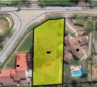 Sitio 930 m2 (vista aérea/ sombreado en verde)