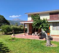 Vista posterior de la casa. Amplio patio con pasto, piscina y asadera