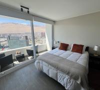 Cama de dos plazas  habitación con hermosa vista